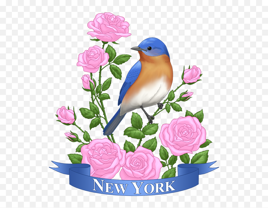 New York Bluebird And Pink Roses Carry - All Pouch For Sale By Emoji,Bluebirds Clipart