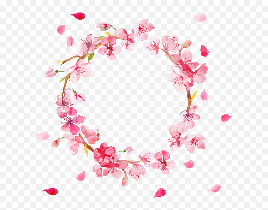 Watercolor Border Flowers Png - Pink Floral Round Frame Emoji,Watercolor Flower Png