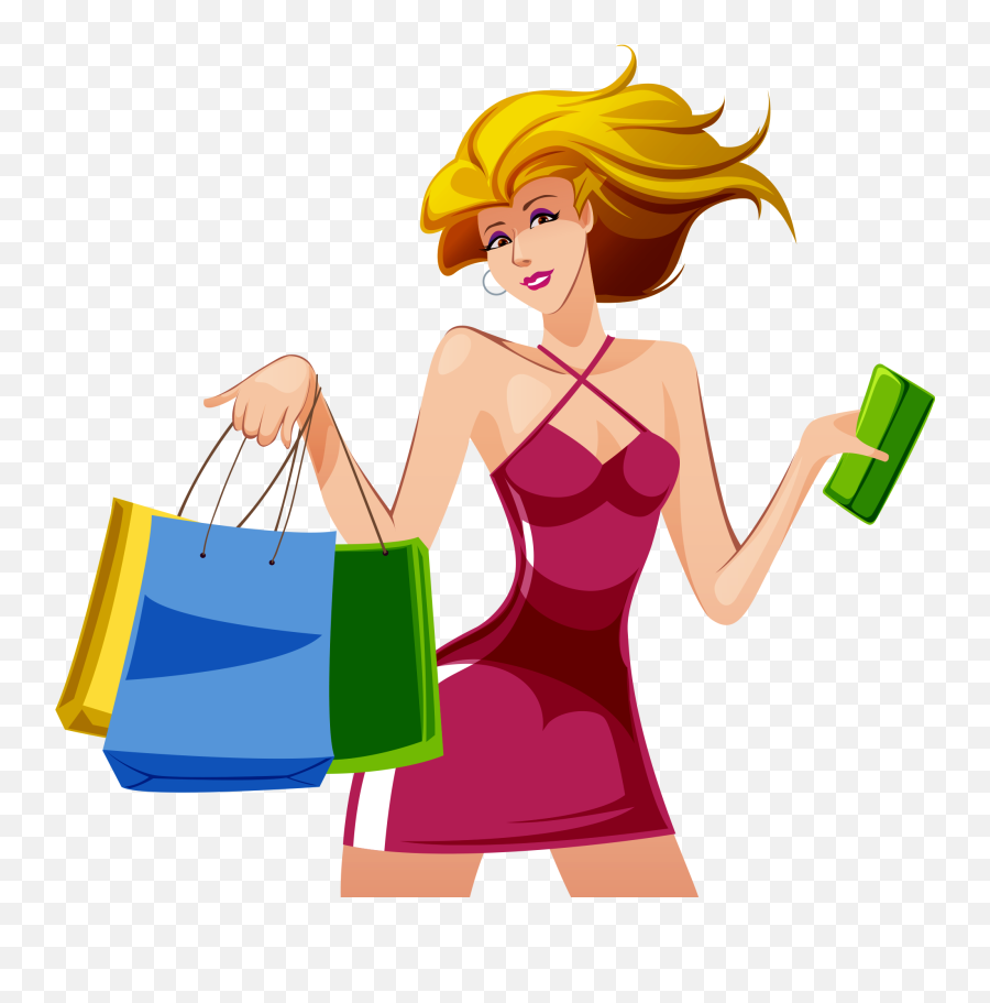 Shopping Girl Clipart Png Image Free - Vector Shopping Girl Png Emoji,Shopping Clipart