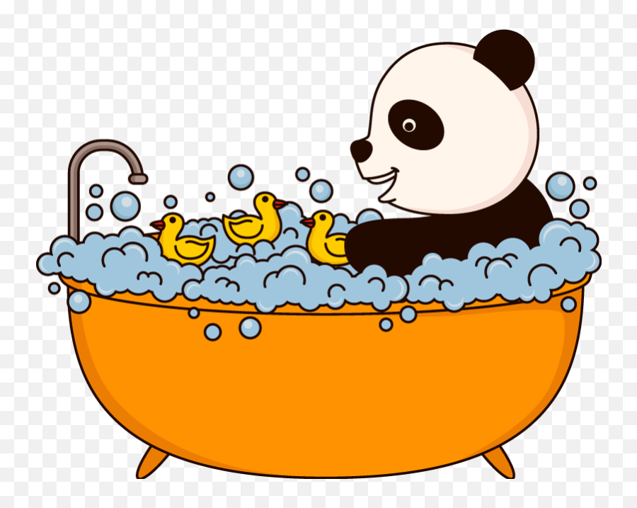 Panda Bath Wild Animal Decal - Tenstickers Emoji,Bath Time Clipart