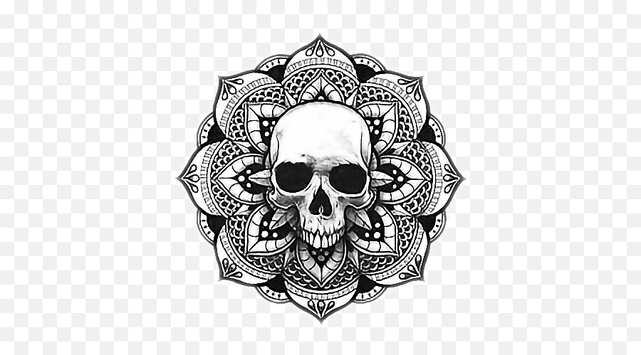 White Mandala - Mandala Skull Tattoo Designs Transparent Scary Emoji,Skull Transparent