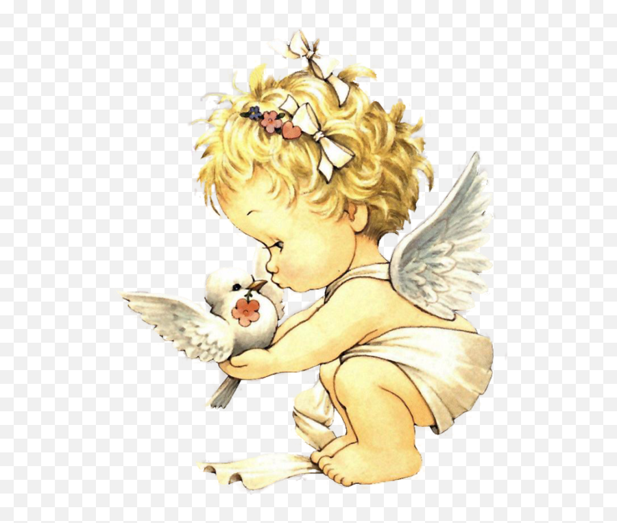 Precious Moments Baby Angel And Dove Of Peace - Baby Angel Emoji,Baby Angel Png