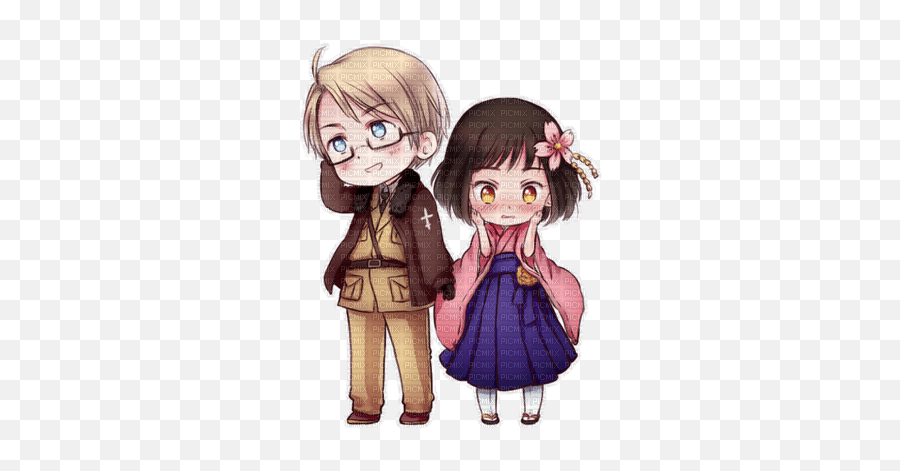 America And Femjapan Anime Manga Boy Girl Couple Emoji,Hetalia Logo