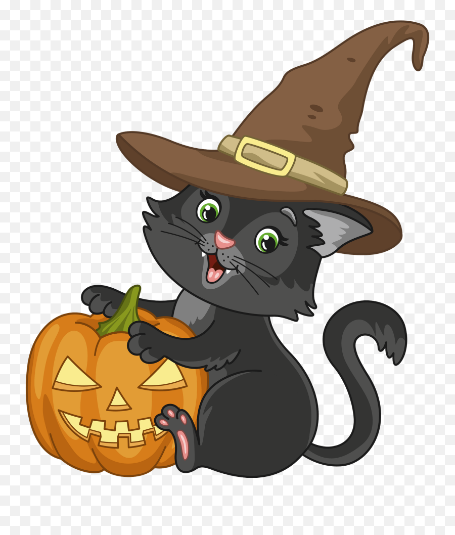 Black Cat Clipart Free Download Transparent Png Creazilla - Costume Hat Emoji,Cat In The Hat Clipart