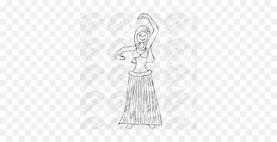 Hula Dancer Outline For Classroom Therapy Use - Great Hula Dance Skirt Emoji,Dancer Clipart