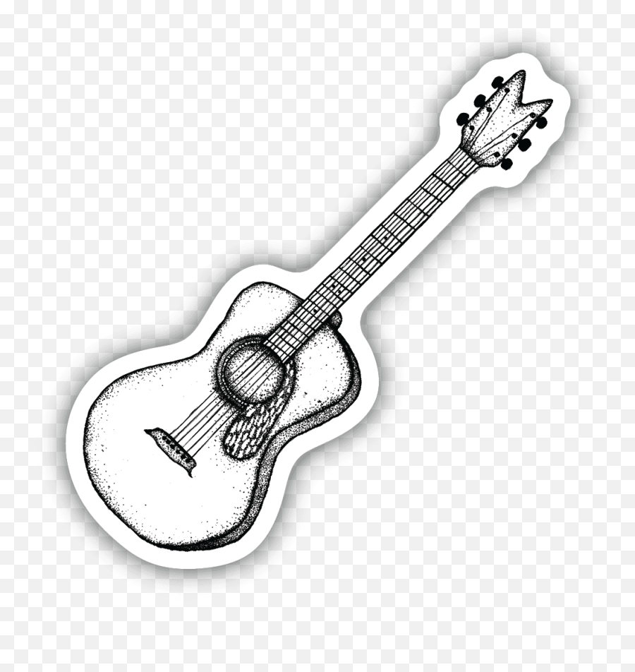 Acoustic Guitar Sketch Sticker - Solid Emoji,Guitar Transparent