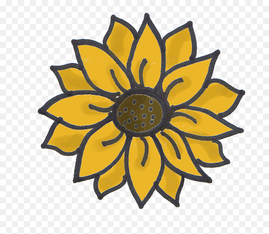 Clipart Design Sunflower Clipart Design Sunflower - Outline Easy Sunflower Drawing Emoji,Sunflower Clipart