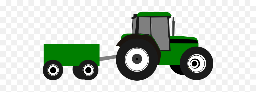 Download Clip Tractor Clipart Green - Green Tractor With Trailer Clipart Emoji,Tractor Clipart