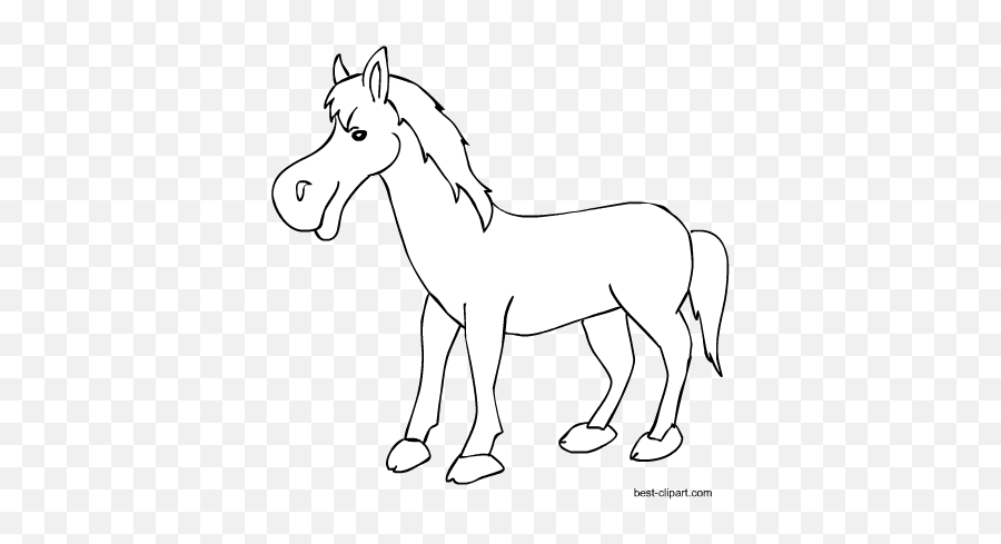 Download Free Black And White Horse Clip Art - Horse Full Emoji,Black Horse Clipart