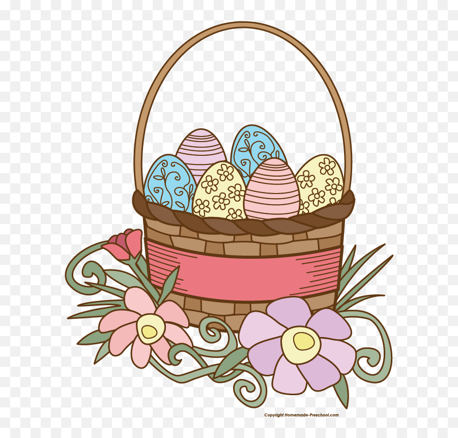 Free Easter Basket Clipart - Easter Basket Png With Eggs Emoji,Basket Clipart
