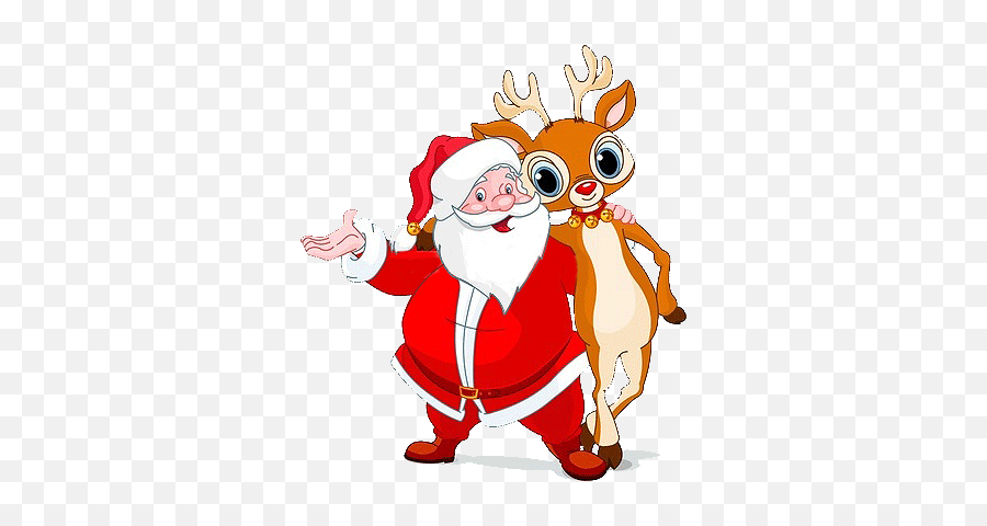 Library Of Reindeer And Santa Graphic - Santa And Reindeer Clipart Emoji,Santa Clipart