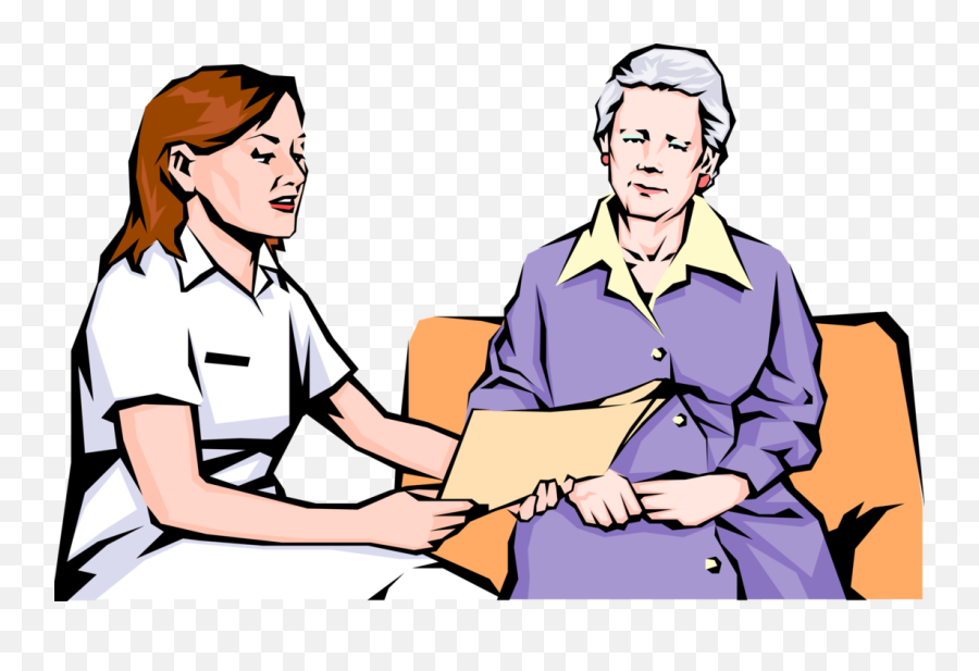 Nurse And Old Patient Interaction - Transparent Nurse And Patient Clipart Emoji,Patient Clipart
