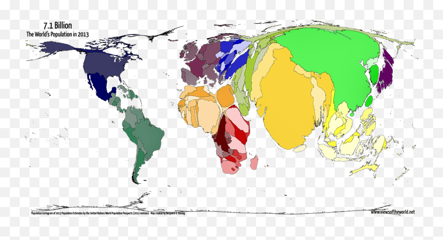 File World Population Density Map Png - Population Cartogram Emoji,Population Clipart