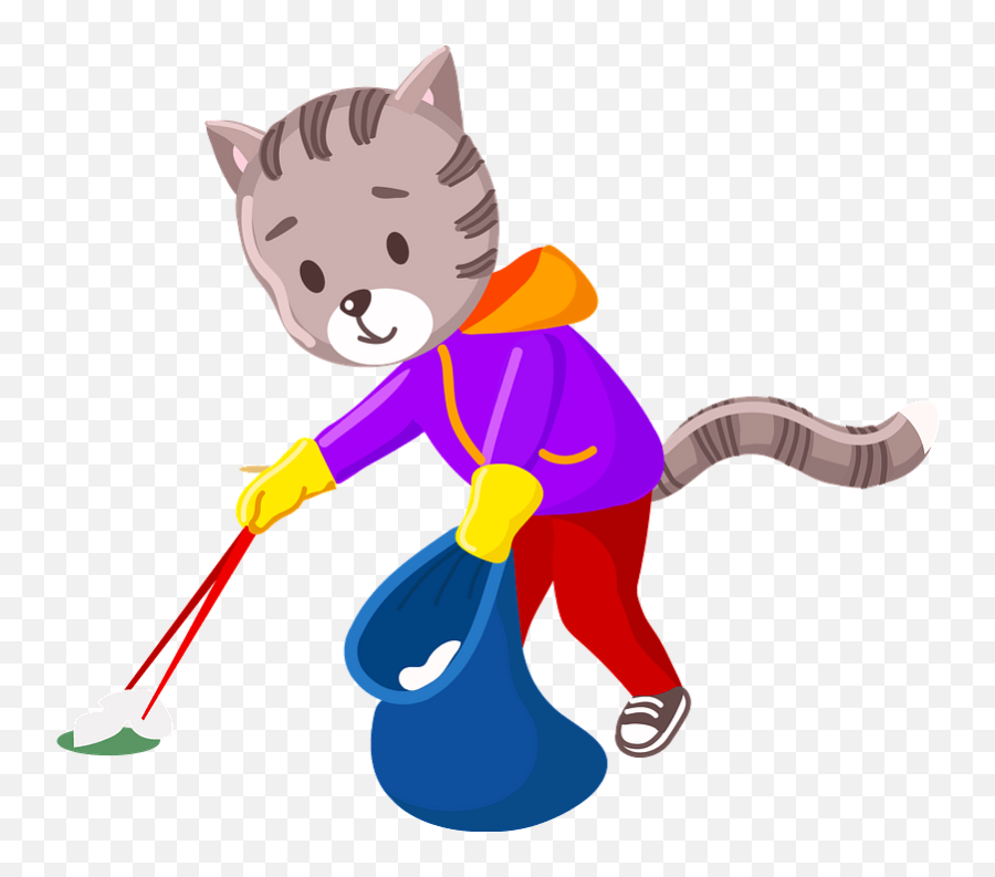 Cat Cleanup The Garbage Clipart - Fictional Character Emoji,Clean Up Clipart