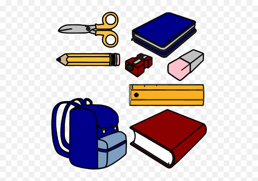 Free School Supplies Cliparts Download - School Materials Clip Art Emoji,School Supplies Clipart