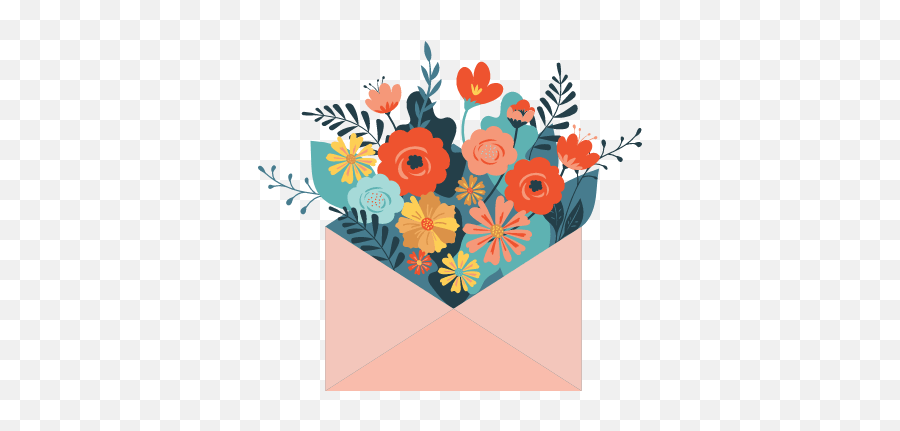 Bouquet In Envelope Graphic - Dibujo De Sobre De Carta Con Flores Emoji,Flower Bouquet Clipart