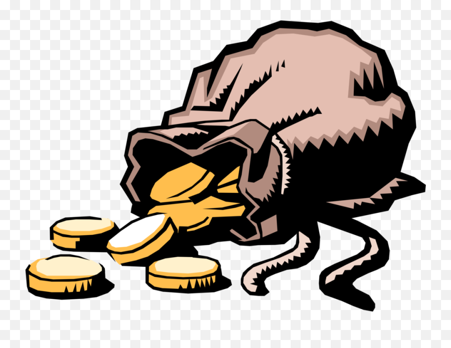 Vector Illustration Of Money Bag Moneybag Or Sack - Bag Of Bag Of Coins Clipart Emoji,Coins Clipart