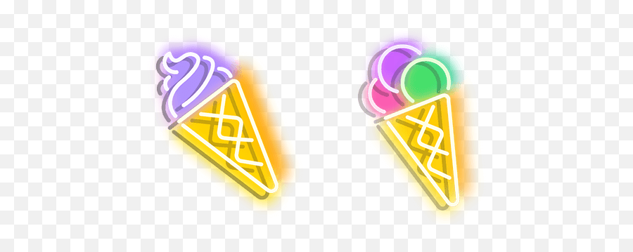 Purplish Yellow And Colourful Ice Cream Neon Cursor U2013 Custom - Transparent Neon Ice Cream Emoji,Ice Cream Transparent