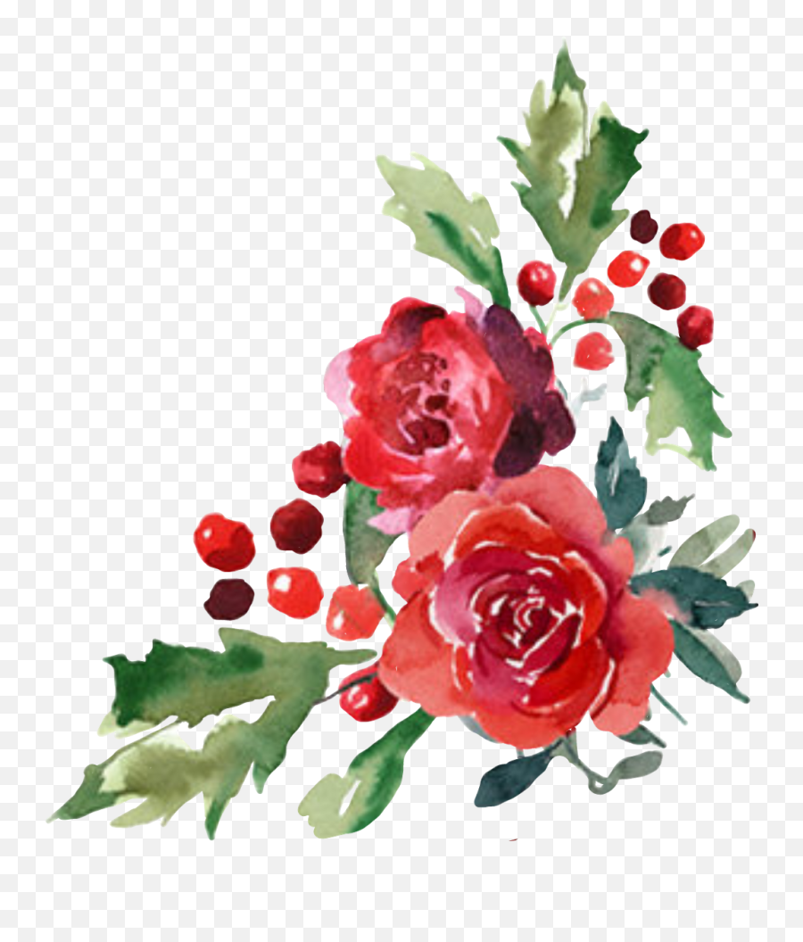 Download Hd Watercolor Flower Flor Flores Cornerdesign - Transparent Background Red Watercolor Flowers Png Emoji,Watercolor Flowers Transparent Background