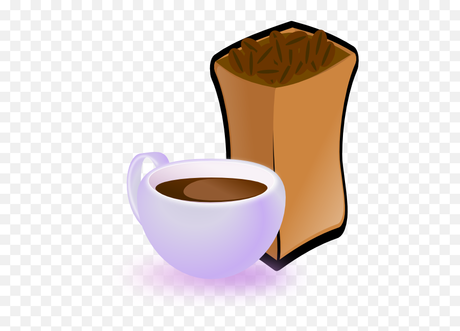 Cup Of Coffee With Sack Of Coffee Beans Clipart I2clipart - Coffee Bean Emoji,Coffee Beans Clipart