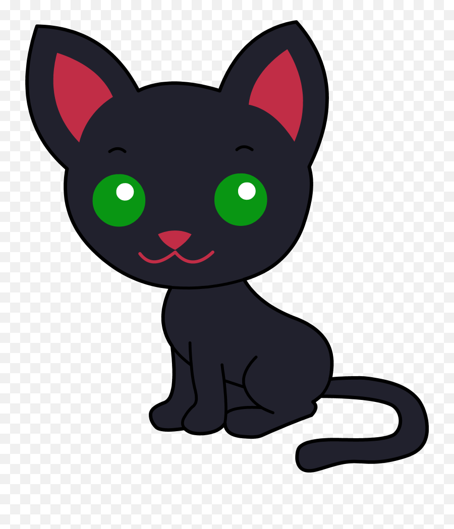 Cute Black Cat Clipart Collection Png - Kitty Cat Cartoon Cats Emoji,Black Cat Clipart