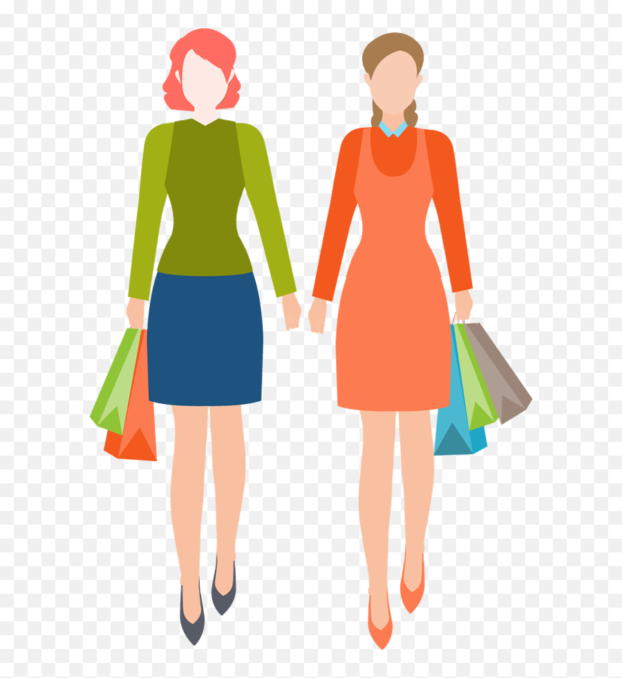 Two Woman Shopping Clipart Transparent - Clip Art Emoji,Shopping Clipart