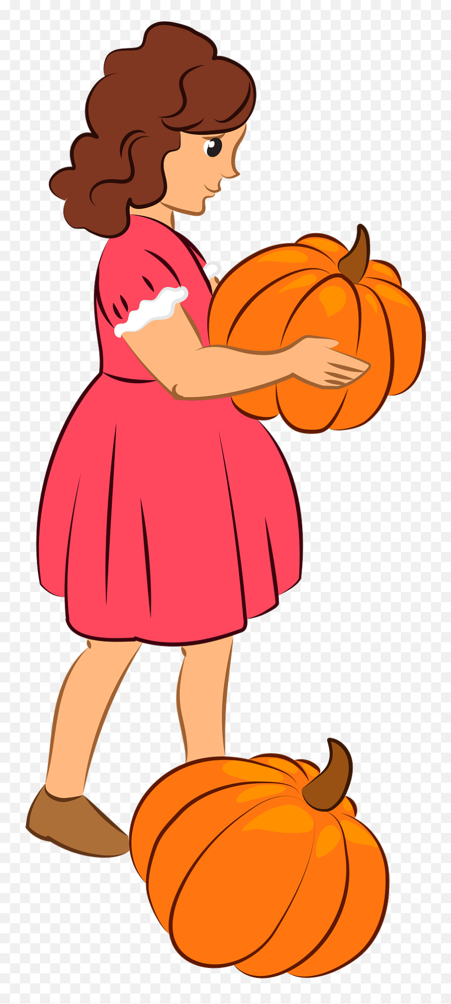 Girl With Pumpkins Clipart - Gourd Emoji,Pumpkins Clipart