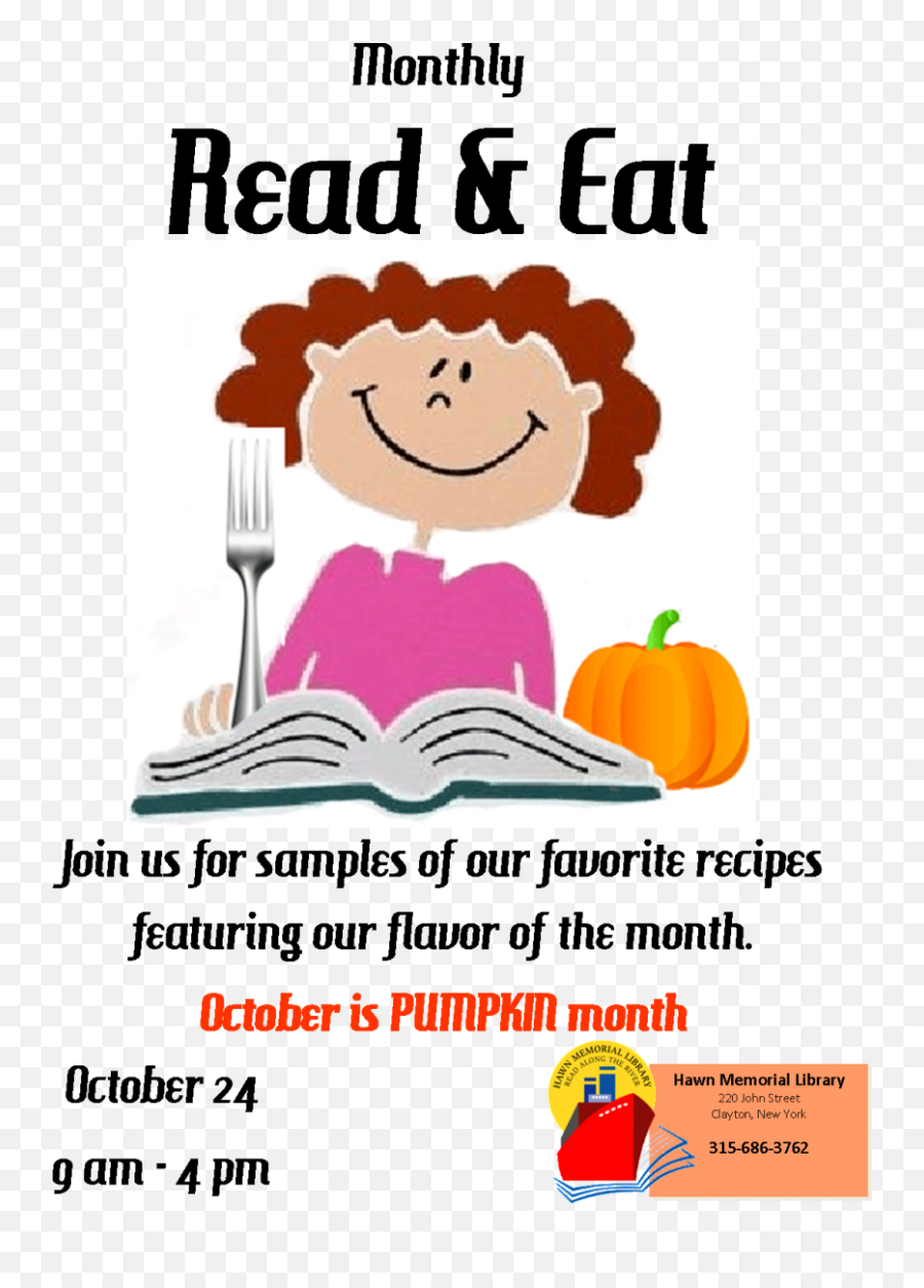 October - Read And Eat Event Hawn Memorial Library Happy Emoji,Read Clipart