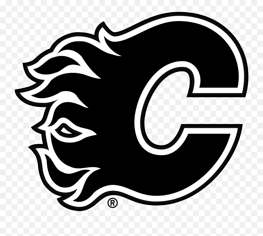 Download Calgary Flames Logo Black - Calgary Flames Logo Black And White Emoji,Flames Logo