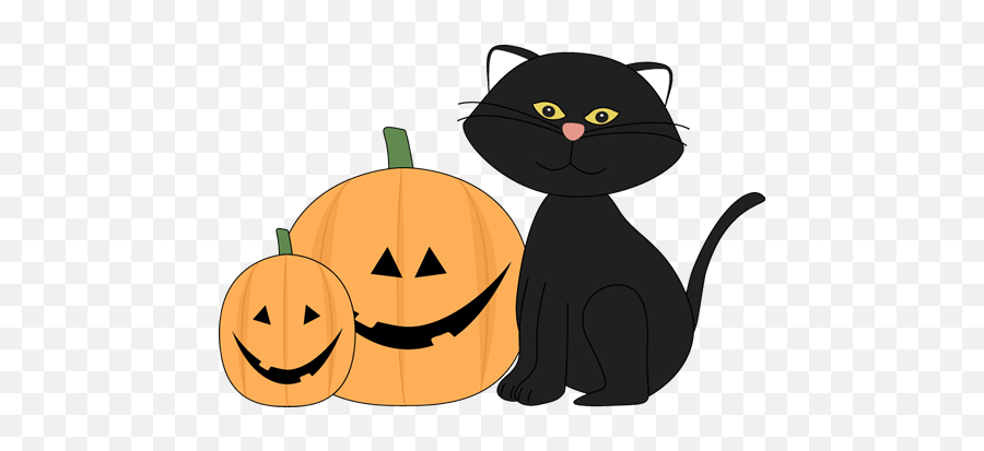 Jack O Lantern Halloween Black Cat And - Free Halloween Black Cat Clip Art Emoji,Black Cat Clipart