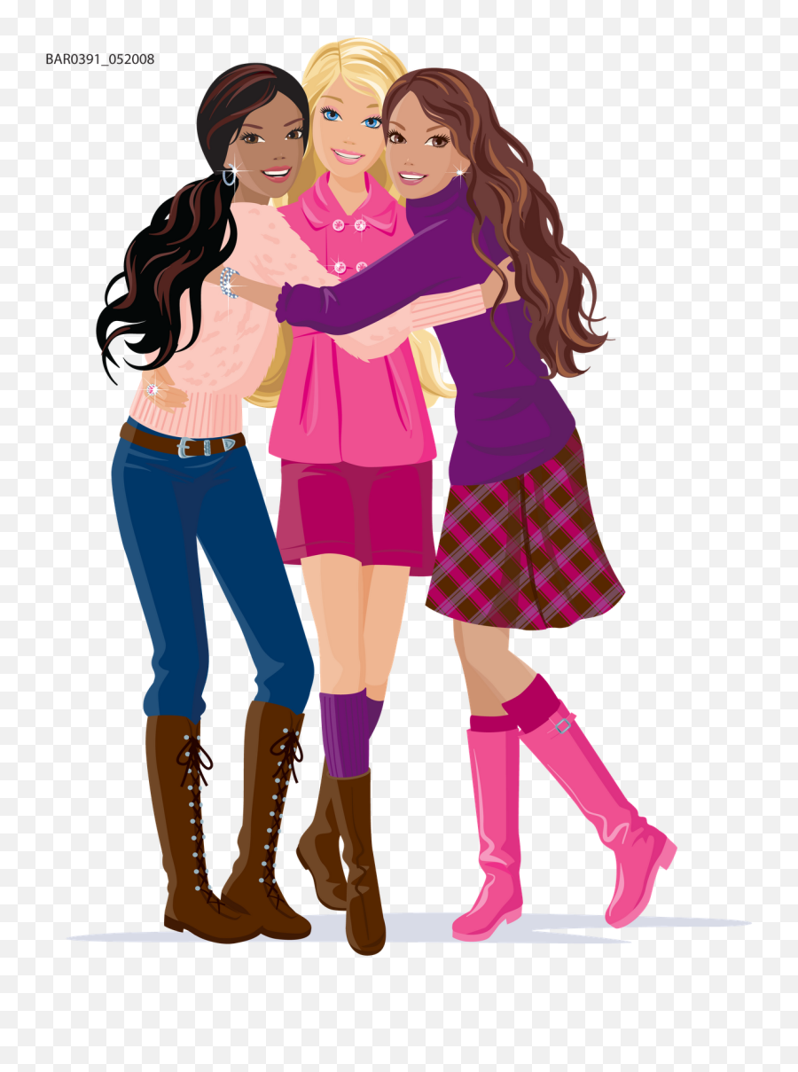 Transparent Barbie Clipart - Friends Clipart Girls Png Happy Friendship Day Barbie Emoji,Friends Clipart