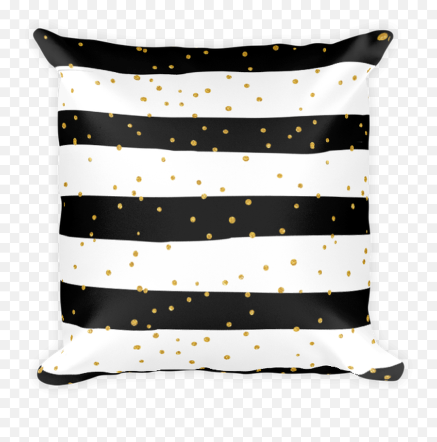 Gold Dots On Black Stripes Square Pillow Emoji,Black Stripes Png