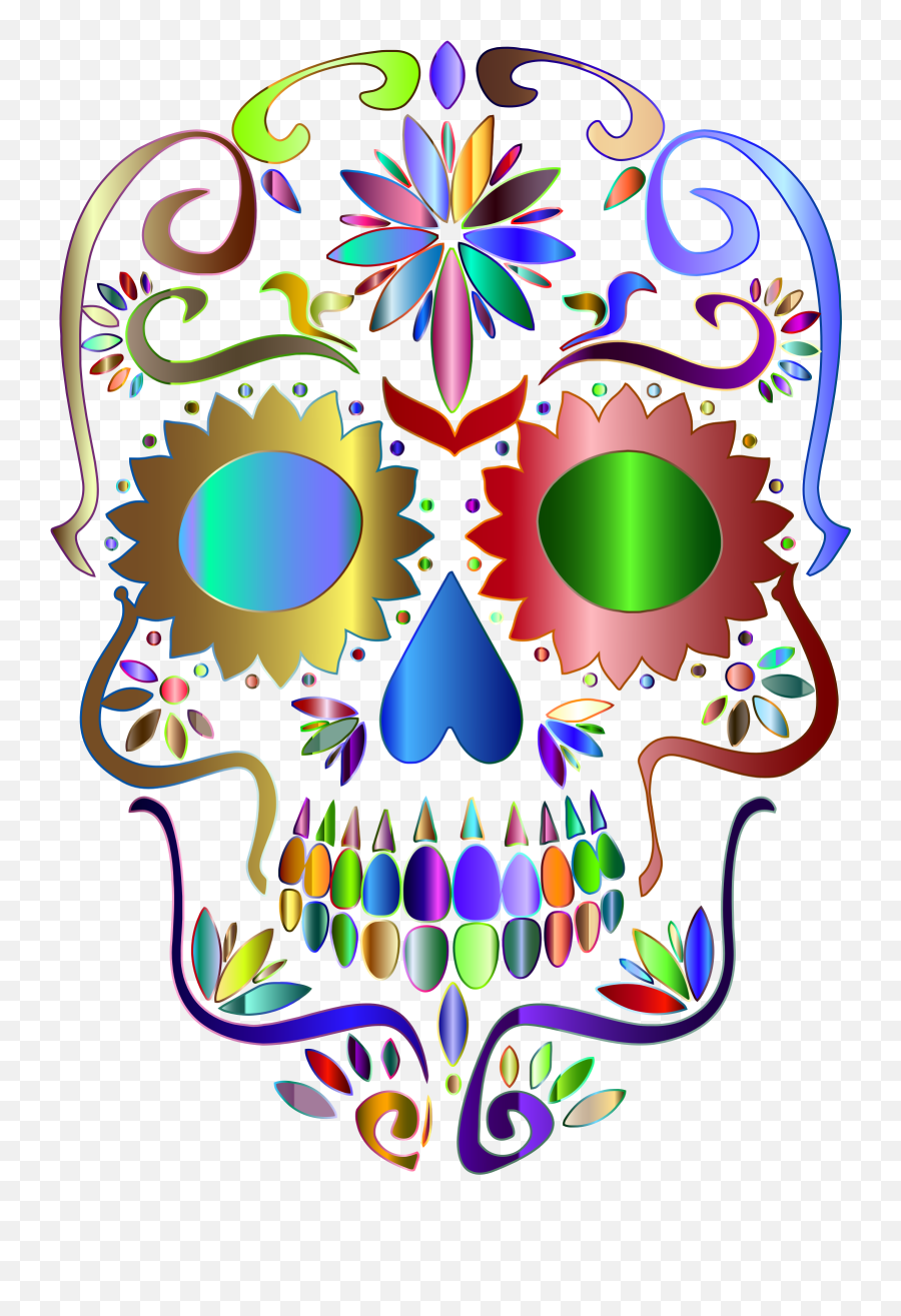 Sugar Skull Clip Art - Transparent Background Free Sugar Skull Clipart Hd Transparent Emoji,Skull Clipart