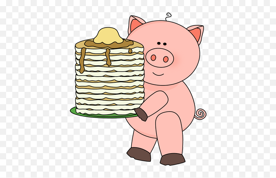 Pig With Pancakes Clip Art - Pig With Pancakes Clipart Emoji,Pancakes Clipart