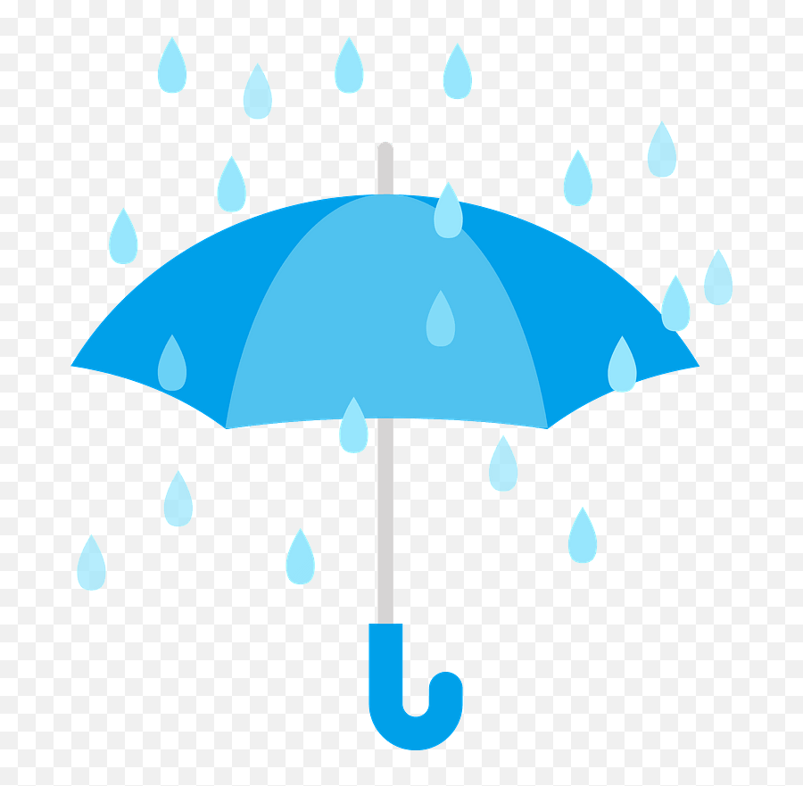 Open Blue Umbrella In The Rain Clipart - Dot Emoji,Rain Clipart