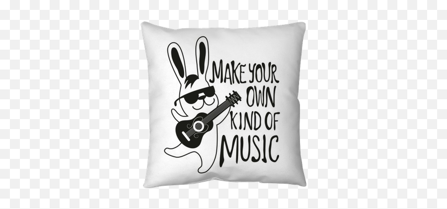 Vector Illustration With Rabbit Playing Guitar Make Your Own Kind Of Music Lettering Quote Pillow Cover U2022 Pixers - We Live To Change Emoji,Guitar Vector Png