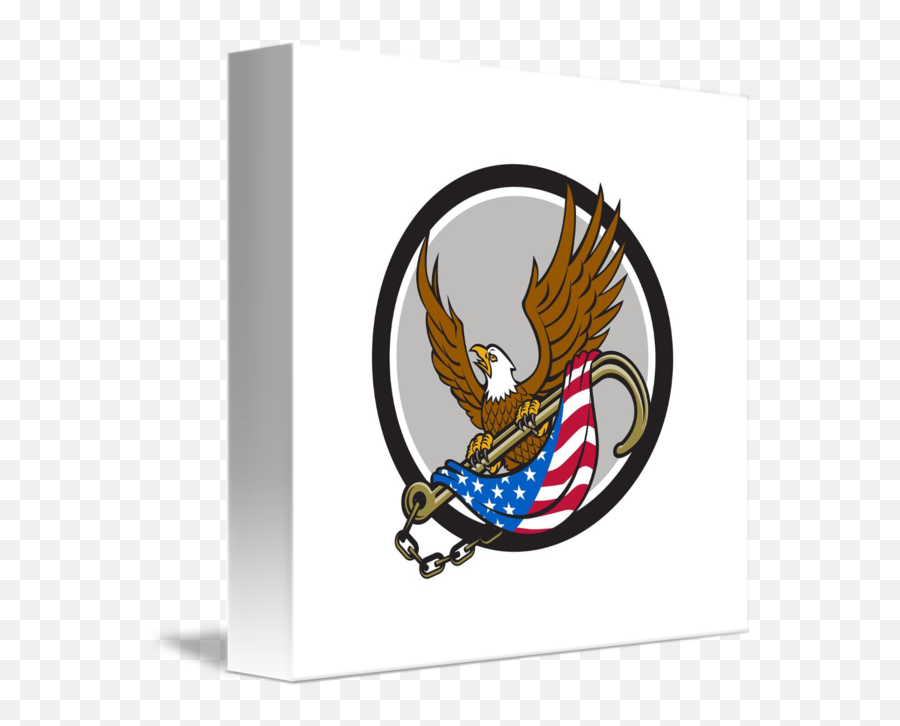 American Eagle Clutching Towing J Hook Flag Circle By Emoji,American Flag Circle Png