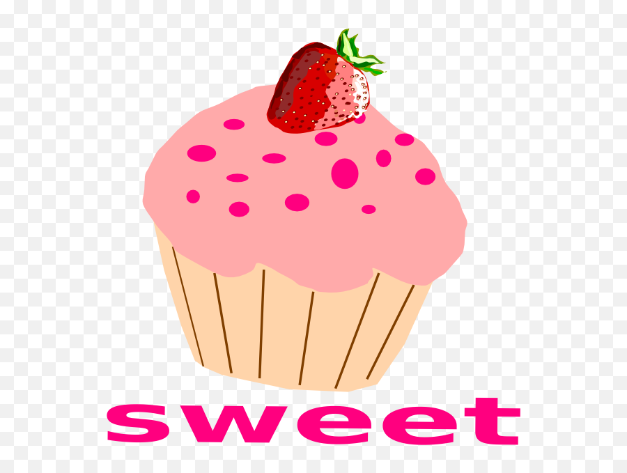 Strawberry Cupcake With Pink Frosting Clip Art At Clkercom - Clip Art Kue Emoji,Cupcakes Clipart