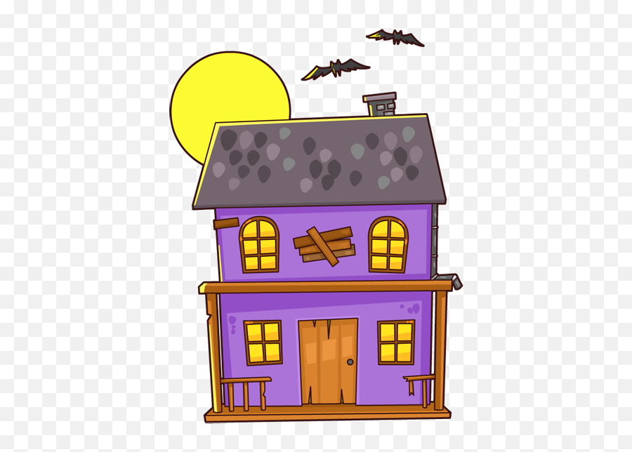 Haunted Clipart Simple - Easy Cartoon Haunted House Full Easy Haunted House Cute Emoji,Easy Clipart