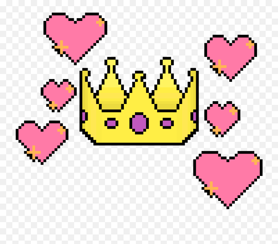 Pixelated Heart - Pixel Art Pink Crown Transparent Png Hearts And Crowns Png Emoji,Pixel Heart Transparent