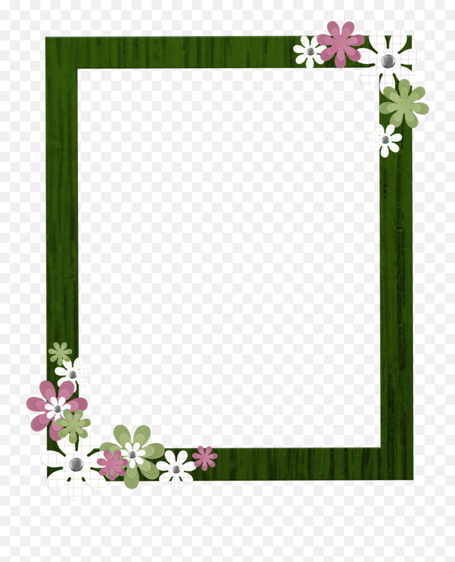 Download Green Border Frame Clipart - Borders And Frames Png Marco Verde Con Flores Emoji,Picture Frame Clipart