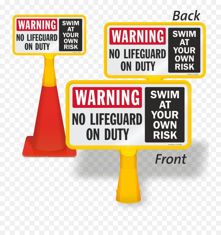 Warning No Lifeguard On Duty Coneboss Pool Sign Sku Cb - 1214 Emoji,Lifeguard Png