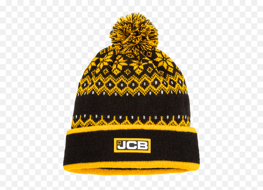 Jcb Black And Yellow Fairisle Beanie Hat Emoji,Black Beanie Png