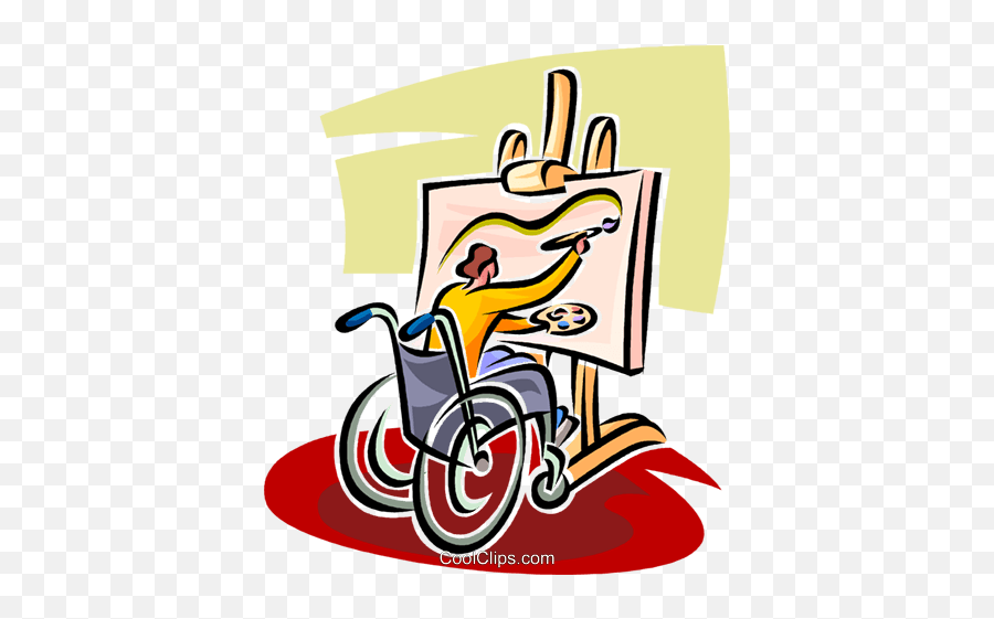 Disabled Person With Talents Clipart - Painting On Person With Disability Emoji,Wheelchair Clipart