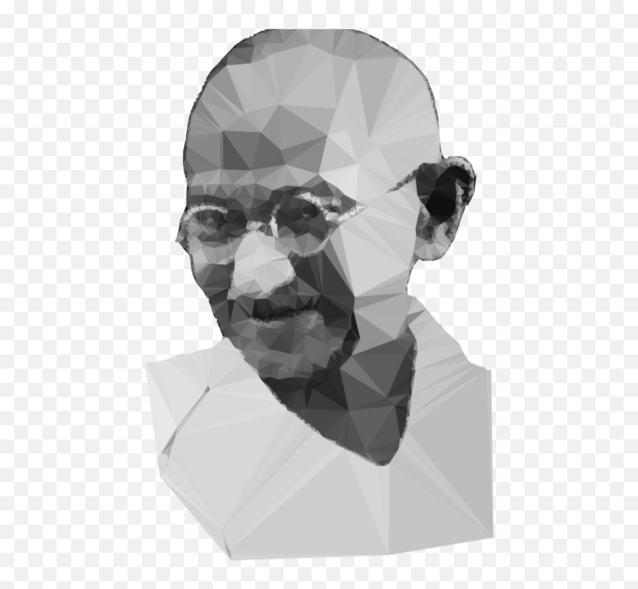 Monochromeheadblack And White Png Clipart - Royalty Free Gandhi Low Poly Emoji,Motivation Clipart