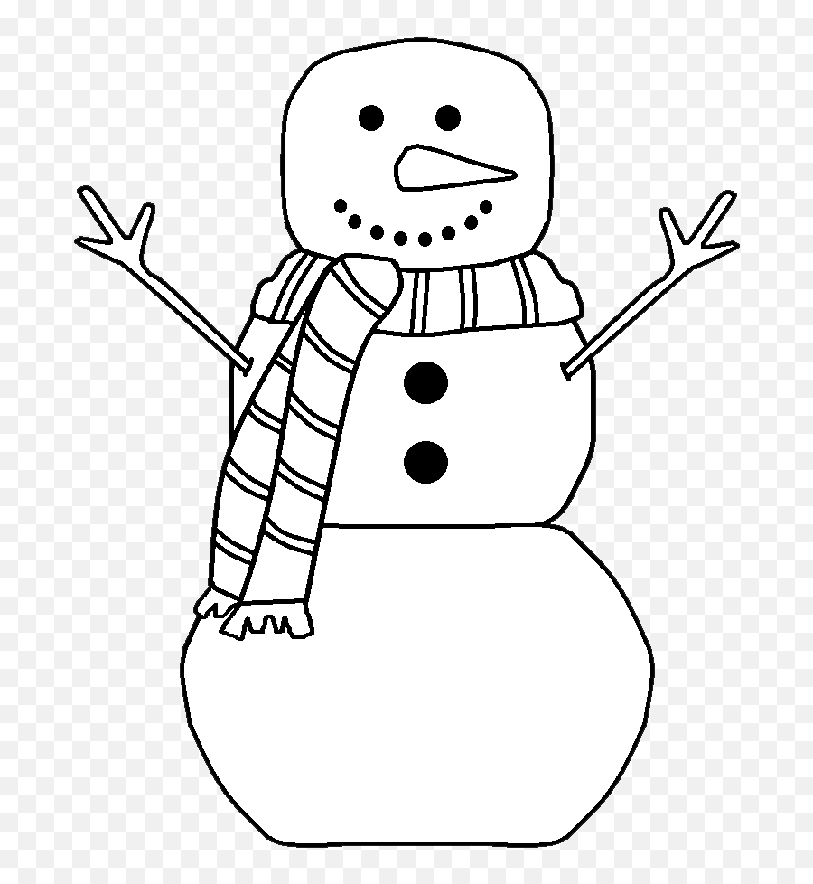 Snowman Scarf Clipart Black And White - Cartoon White Snowman Black Background Emoji,Snowman Clipart Black And White