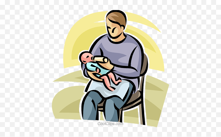 Father Giving A Baby A Bottle Royalty - Sitting Emoji,Law Clipart