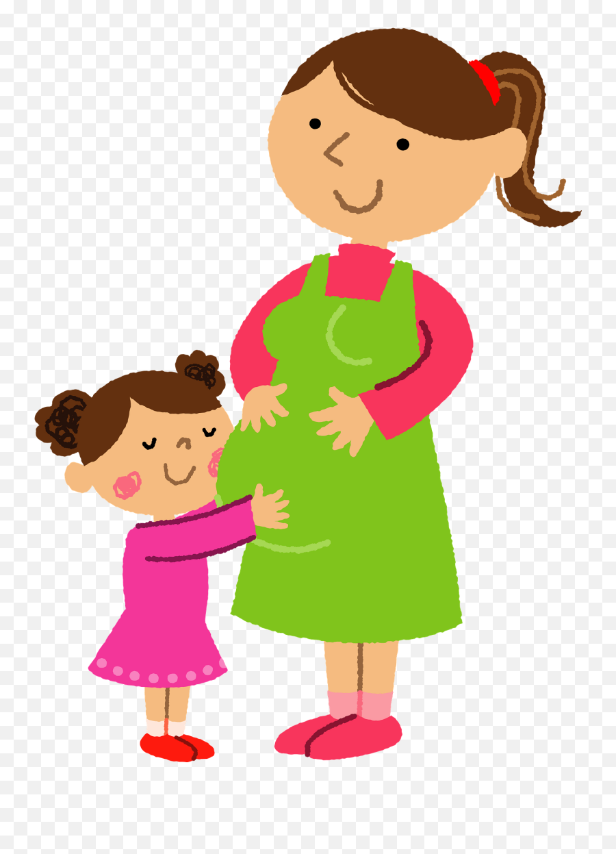 Daughter Is Hugging Pregnant Mother Clipart Free Download Emoji,Pregnancy Clipart