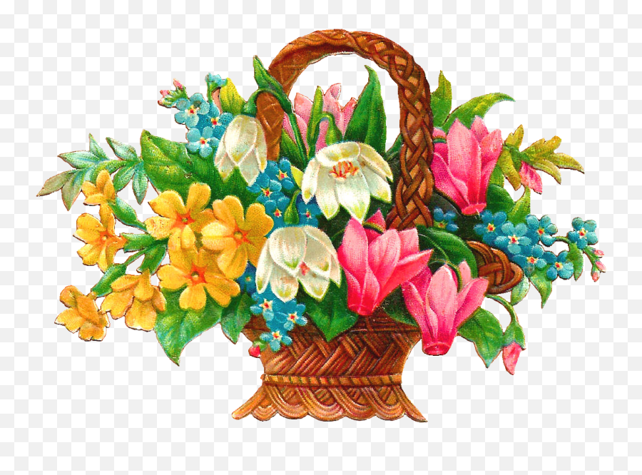 Flower Basket Clipart - Flower Basket Clipart Free Emoji,Basket Clipart