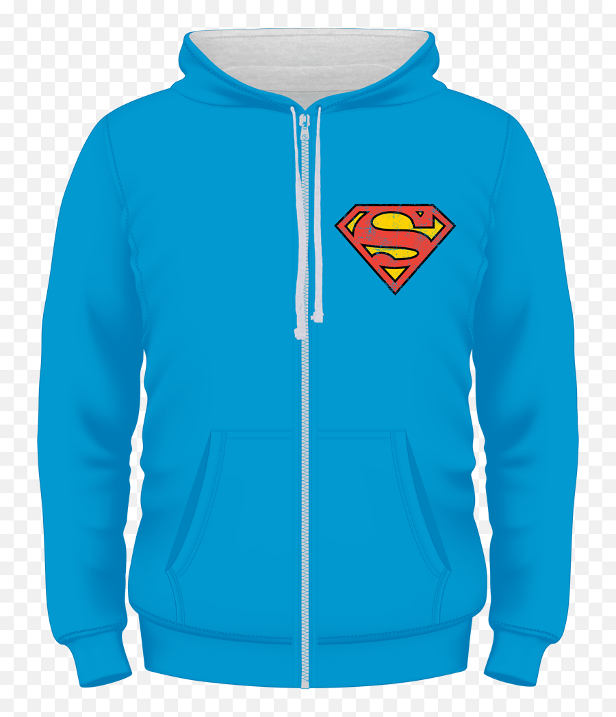 Superman Zipped Hoodie Superman Logo Emoji,Blue Superman Logo